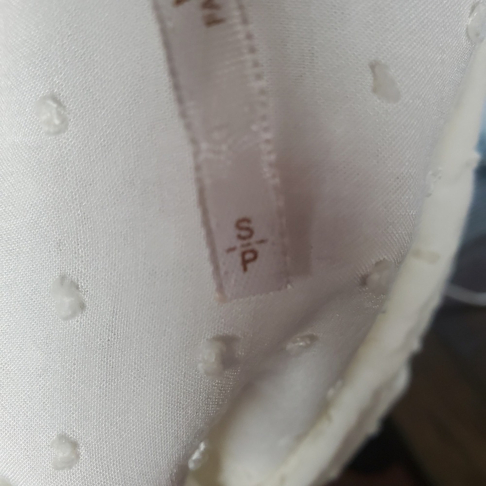 Free People White Swiss Dot Peter Pan Collar Button Down Blouse Small - Picture 8 of 10